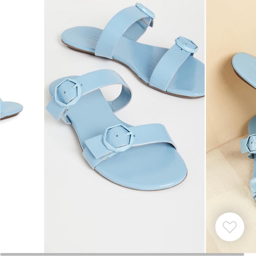 Blue flat schutz sandals